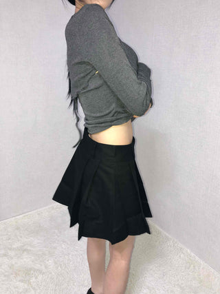 Layered Pleated High-Waisted Mini Skirt