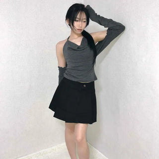 Layered Pleated High-Waisted Mini Skirt