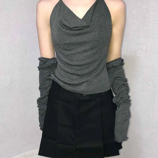Layered Pleated High-Waisted Mini Skirt