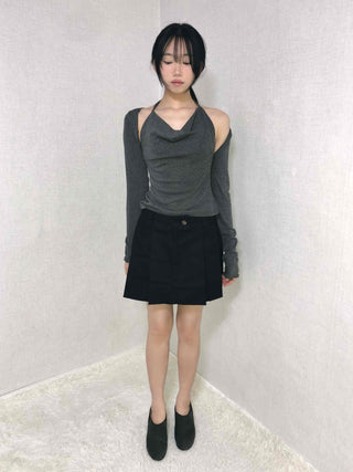 Layered Pleated High-Waisted Mini Skirt