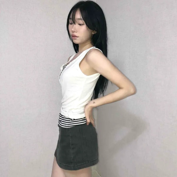 Vintage Washed Mini Denim Skirt