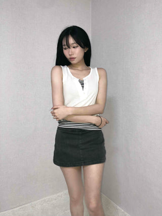 Vintage Washed Mini Denim Skirt