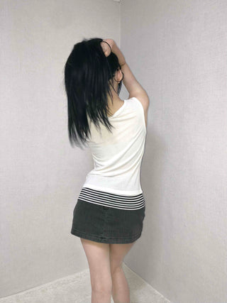 Vintage Washed Mini Denim Skirt
