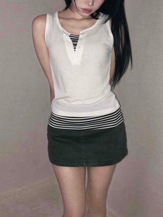 Soft Slim Fit Ribbed Round Neck Sleeveless
