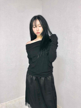 See-through Lace Elastic A-line Midi Skirt