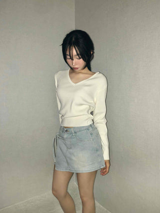 Daily Cozy V-Neck Crop Stretchy Knit