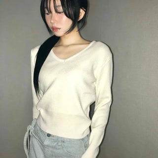 Daily Cozy V-Neck Crop Stretchy Knit