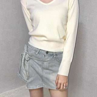 Daily Cozy V-Neck Crop Stretchy Knit
