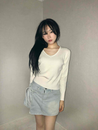 Daily Cozy V-Neck Crop Stretchy Knit
