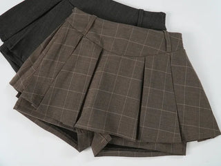 Luabel Check Pleated Mini Skirt
