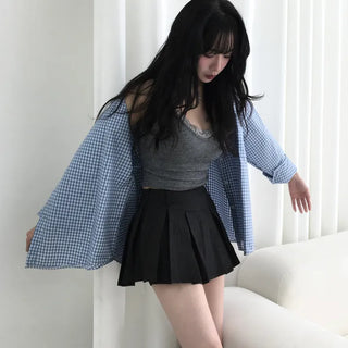 Luabel Check Pleated Mini Skirt