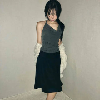 Slim Fit Straight High-Waisted Midi Skirt