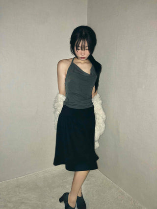 Slim Fit Straight High-Waisted Midi Skirt