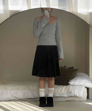Mohair Texture Boat Neck Balloon Sleeve Knit