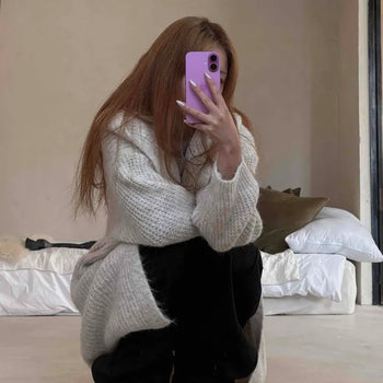 Puff Sleeve Pocono Short Knit Cardigan