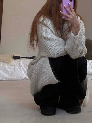Puff Sleeve Pocono Short Knit Cardigan