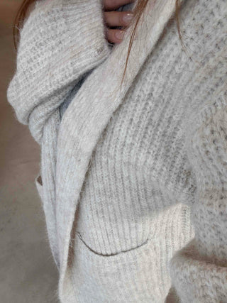 Puff Sleeve Pocono Short Knit Cardigan