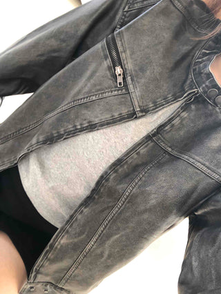Belt detail peplum cropped trucker jacket