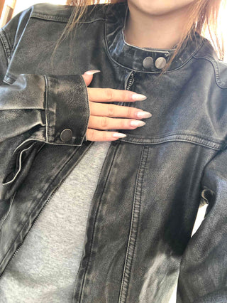 Belt detail peplum cropped trucker jacket