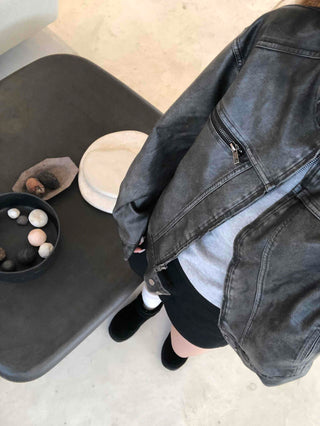 Belt detail peplum cropped trucker jacket