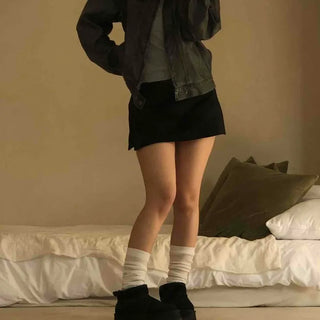 Belt detail peplum cropped trucker jacket