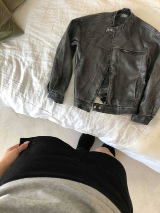 Belt detail peplum cropped trucker jacket