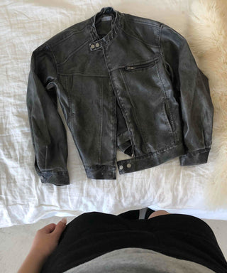 Belt detail peplum cropped trucker jacket