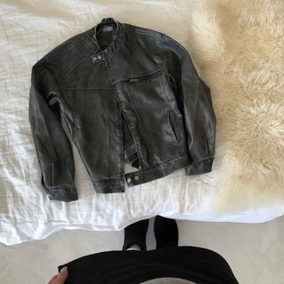 Belt detail peplum cropped trucker jacket