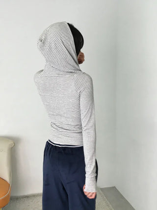 Tuno Striped Ribbed Zip-up Hoodie