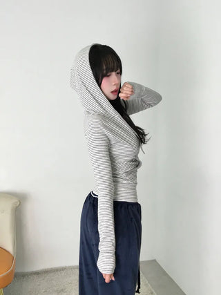Tuno Striped Ribbed Zip-up Hoodie