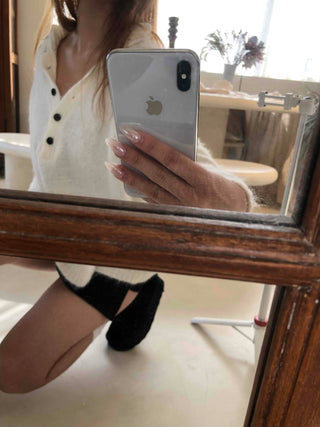 Half Button Raglan Sleeve Balloon Loose Fit Knit