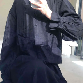 Modern Chic Oversized Pintuck Shirt Blouse