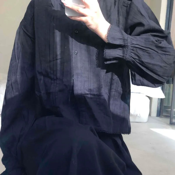 Modern Chic Oversized Pintuck Shirt Blouse