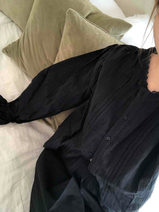 Modern Chic Oversized Pintuck Shirt Blouse