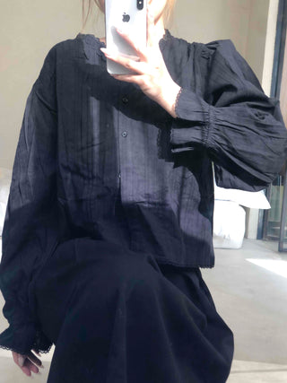 Modern Chic Oversized Pintuck Shirt Blouse