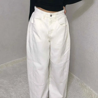 Clean Wash High-Waisted Semi-Wide Long Pants