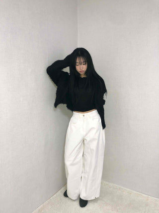 Clean Wash High-Waisted Semi-Wide Long Pants