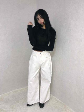 Clean Wash High-Waisted Semi-Wide Long Pants