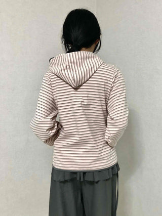 Wide Collar Striped Button Zip-Up Fleece Jumper
