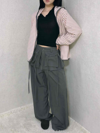 Wide Collar Striped Button Zip-Up Fleece Jumper