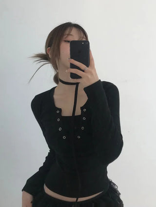 Harin Unique Strip Punching Sleeveless Top
