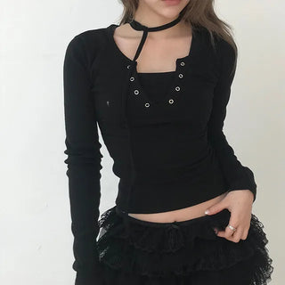 Harin Unique Strip Punching Sleeveless Top