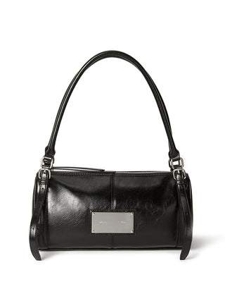 BUCKLE STRAP SHOULDER BAG IN BLACK