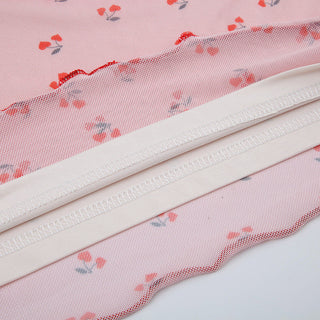 Sweet Cherry Print Mesh Double-Layer Skirt