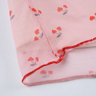 Sweet Cherry Print Mesh Double-Layer Skirt