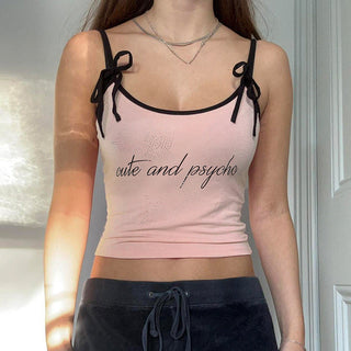 Girly Style Letter Print Sling top