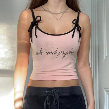 Girly Style Letter Print Sling top