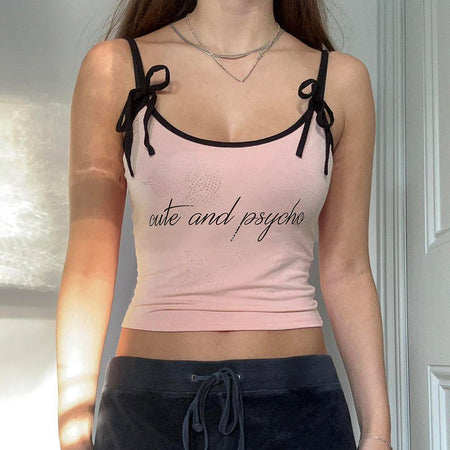Girly Style Letter Print Sling top