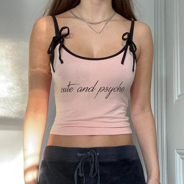 Girly Style Letter Print Sling top