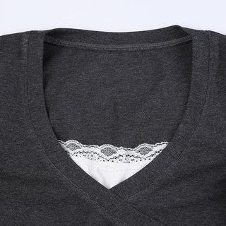 V-neck fake two-piece long-sleeved Top